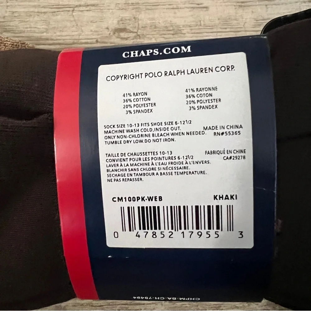 Chaps Men's Casual Socks - Pima Cotton Blend 3 Pack Performance Casual NWT!